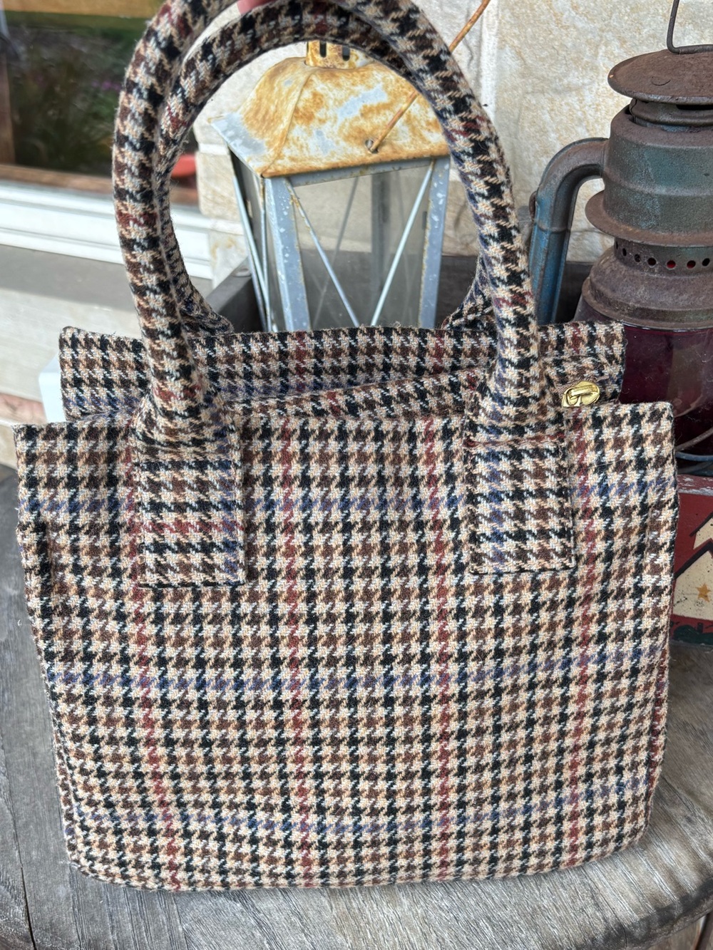 J. Crew Factory Woven Tweed Plaid Mini Tote